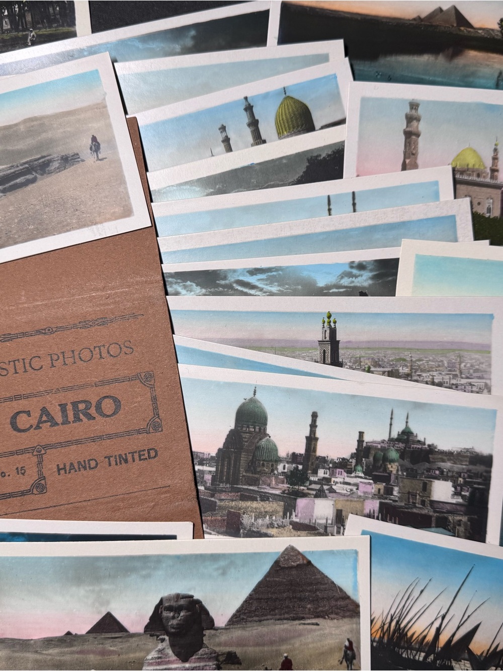 Antique Cairo Hand-Tinted Photo Postcard Set - Publushed by L. Scortzis